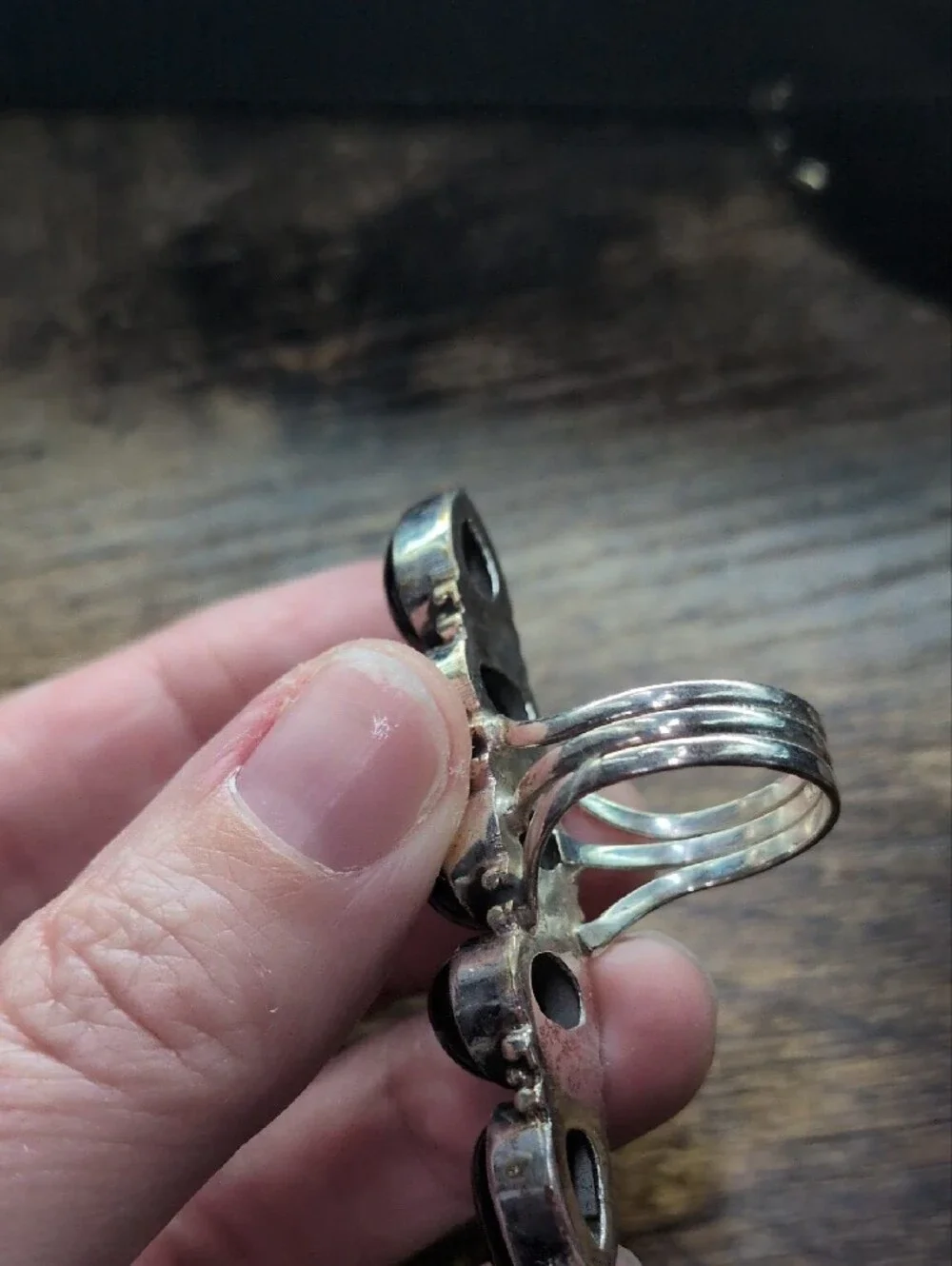 Sterling Silver Black Onyx Multi-Stone Statement Ring